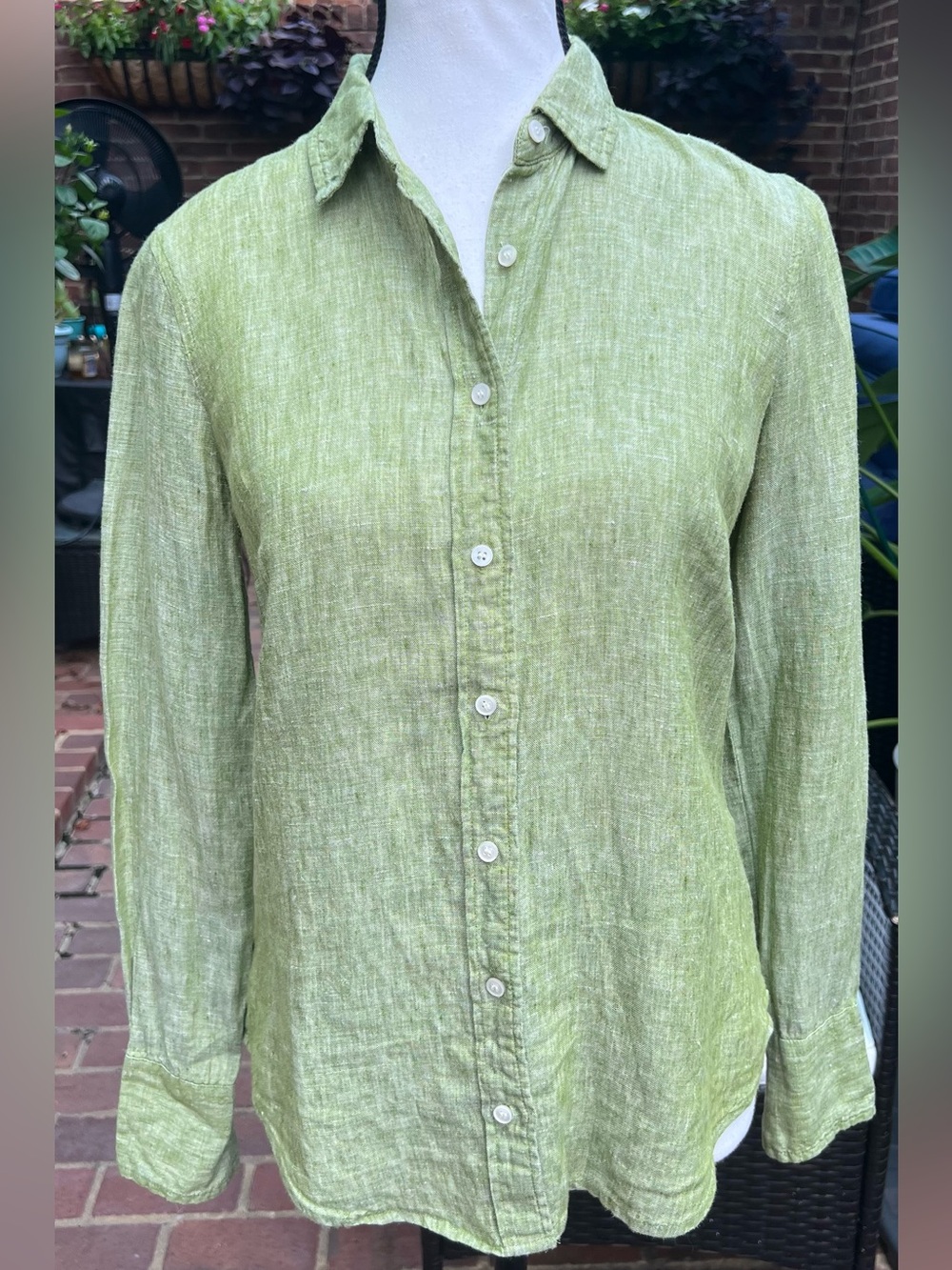 J. Crew Garçon Baird McNutt Irish Linen Button-up Shirt Sz 0 Heathered Green